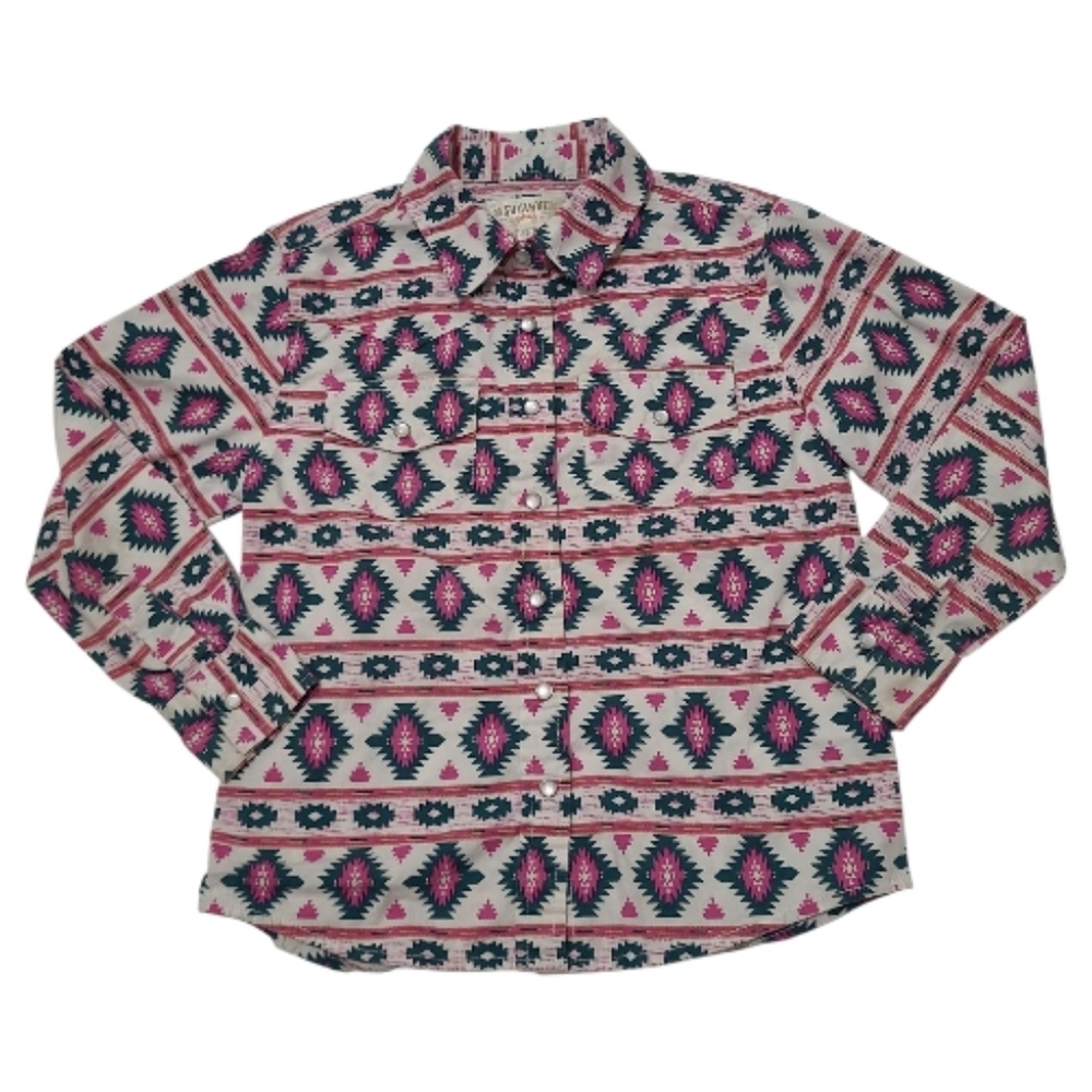 Shyanne Girls Youth Pearl Snap Western Long Sleeve Shirt Size 3T